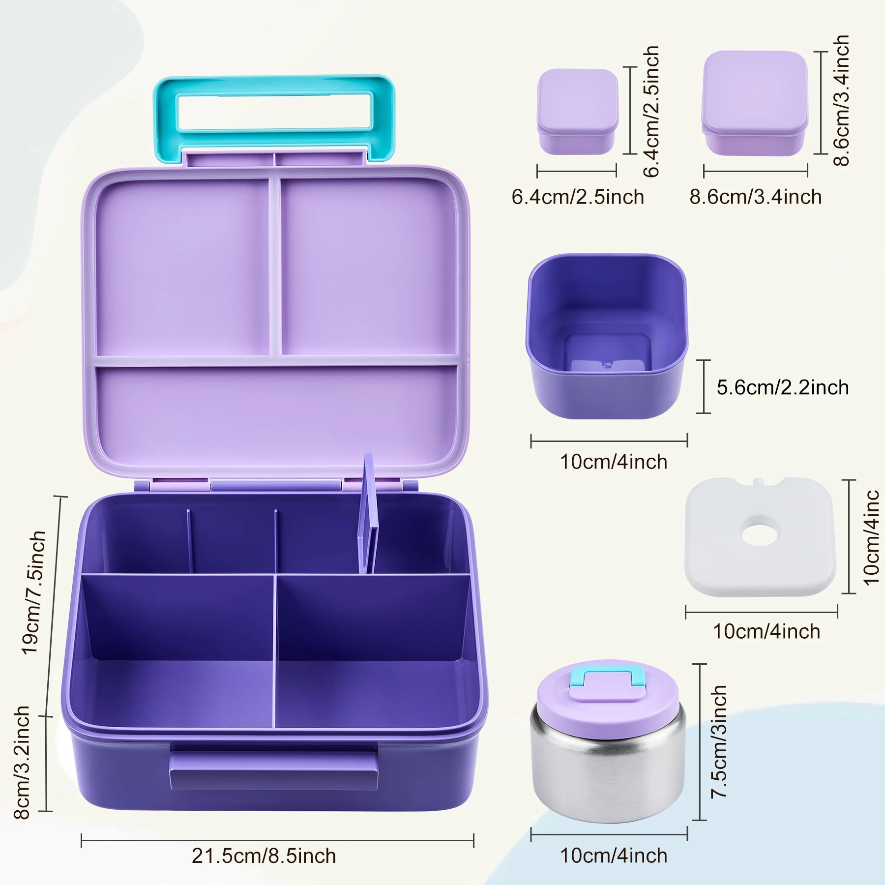 Bento Lunch Box for Kids with 8oz Soup Thermo Leak-Proof Lunch Food Containers with Snack Sauce Container for Kid Toddler Girls view 5