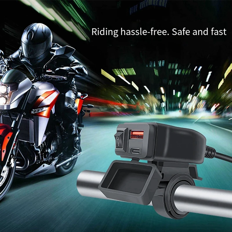 Caricatore cellulare veloce Usb per moto connettore presa porta impermeabile di tipo C con carica digitale voltmetro Mobile a celle