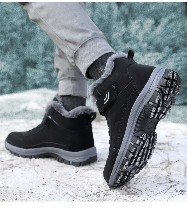 Unisex Winter Outdoor Berg-Baumwollschuhe Rutschfeste Warme Fleece-Gefütterte Wanderstiefel Wasserdichte Kältebeständige Schneestiefel 35-46 – Detail 39