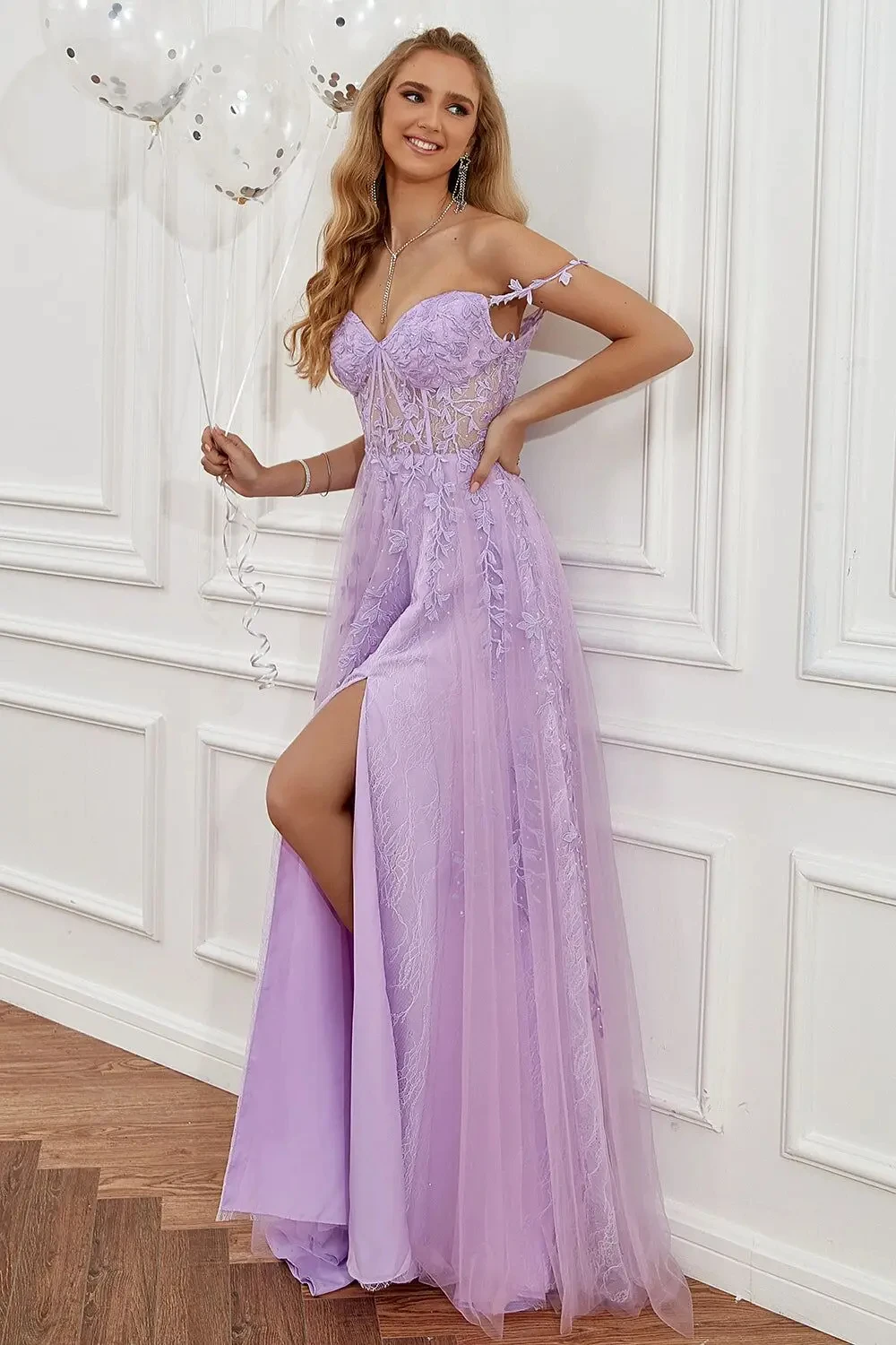 

Aileen Bridesmaid Dress Lace Line A Purple Graduation Gown Mesh Applique Bride Dresses Luxury Weddings Party Woman Female Prom