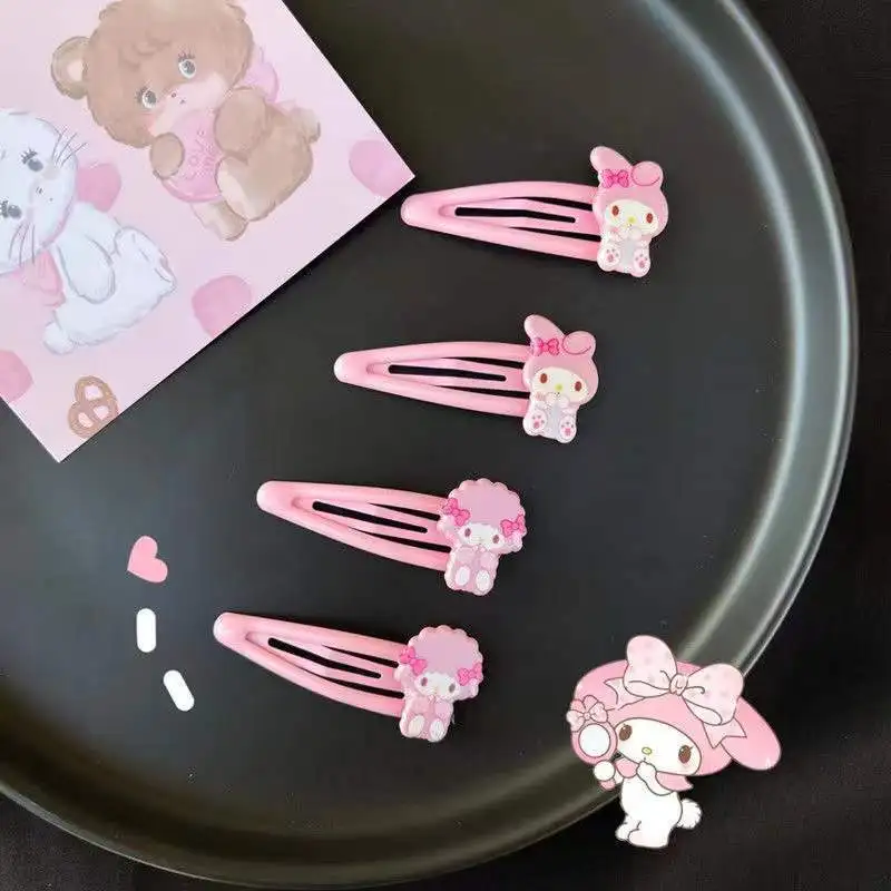 Kawaii Sanrio My Sweet Piano Hairpin My Melody Anime Cartoon Duckbill Clip Pink Series Girl Hair Accessories Toys Children Gifts