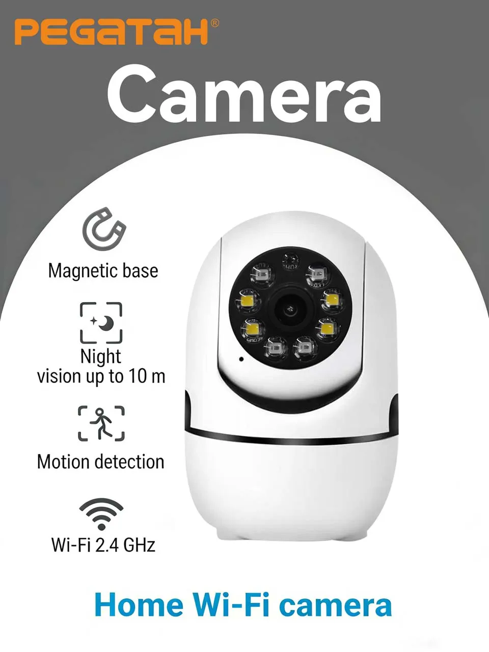 

PEGATISAN 2K WiFi видеоняня 360 ° PTZ-камера с автоматическим отслеживанием, AI-детектором движения, ночным видением для домашней безопасности O-KAM Pro