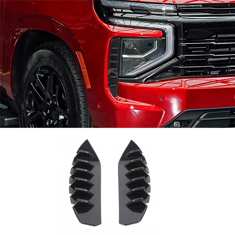 Reliable-Front Headlights Grille Vent Trim Cover For  Tahoe Suburban 2021-2023 Accessories ABS Carbon Fiber