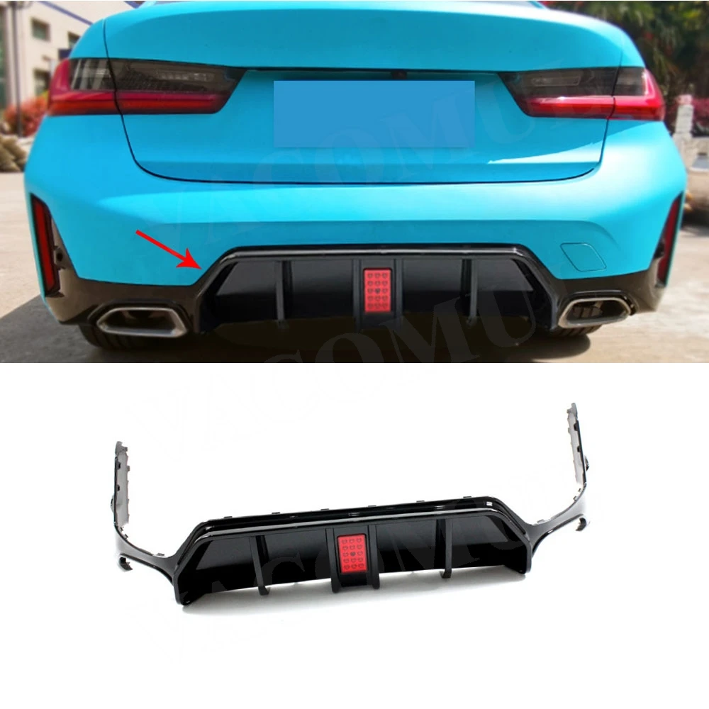 

VACOMUL For BMW 3 Series G20 G28 LCI 2023+ ABS Gloss Black Rear Splitters Spoiler Lip With Light Rear Side Apron Bumper Splitter