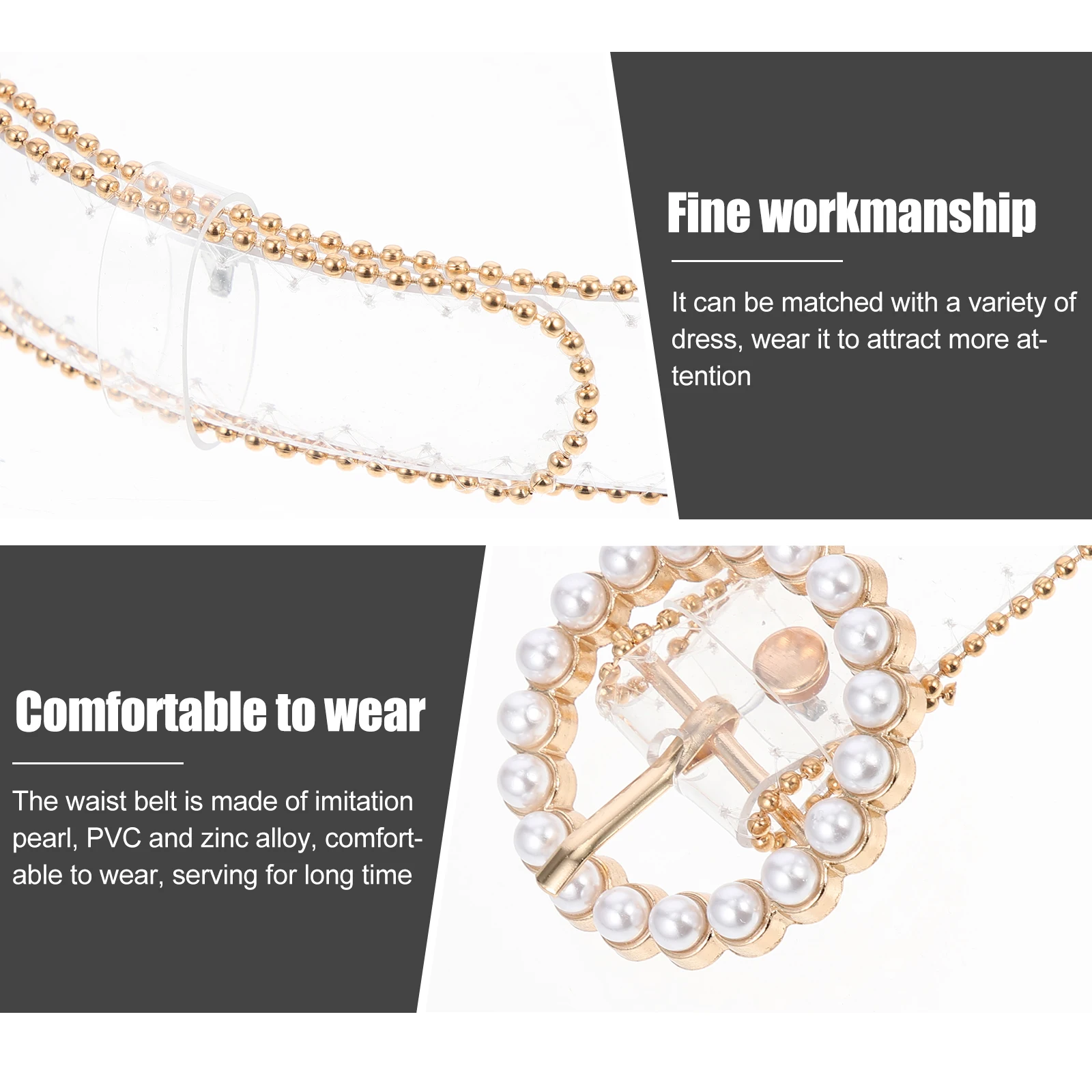 

Adjustable Imitation Pearl Waist Belt Female Dress Decorative Thin Belt Trendy Fashion Skirt Jackets Weight Zinc