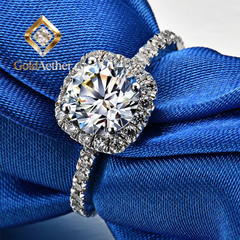 

Женское кольцо GoldNouveau с муассанитом 1 карат, винтажное, ажурное, из платины PT950, с изысканными вырезами, сияющий камень, классическое и роскошное