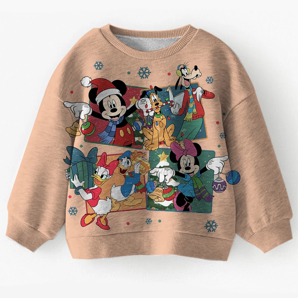 

Christmas Girls' Sportswear Disney Mickey Mouse Preschool Girls' Pullover Casual Round Neck Girls' Knitted Top