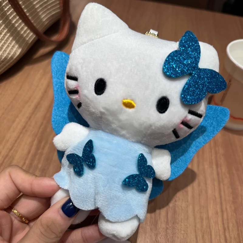 

Sanrio Hello Kitty Blue Butterfly Elf Wing Pp Cotton Filling Plush Toy Backpack Decoration Pendant Girl's Like Birthday Gift
