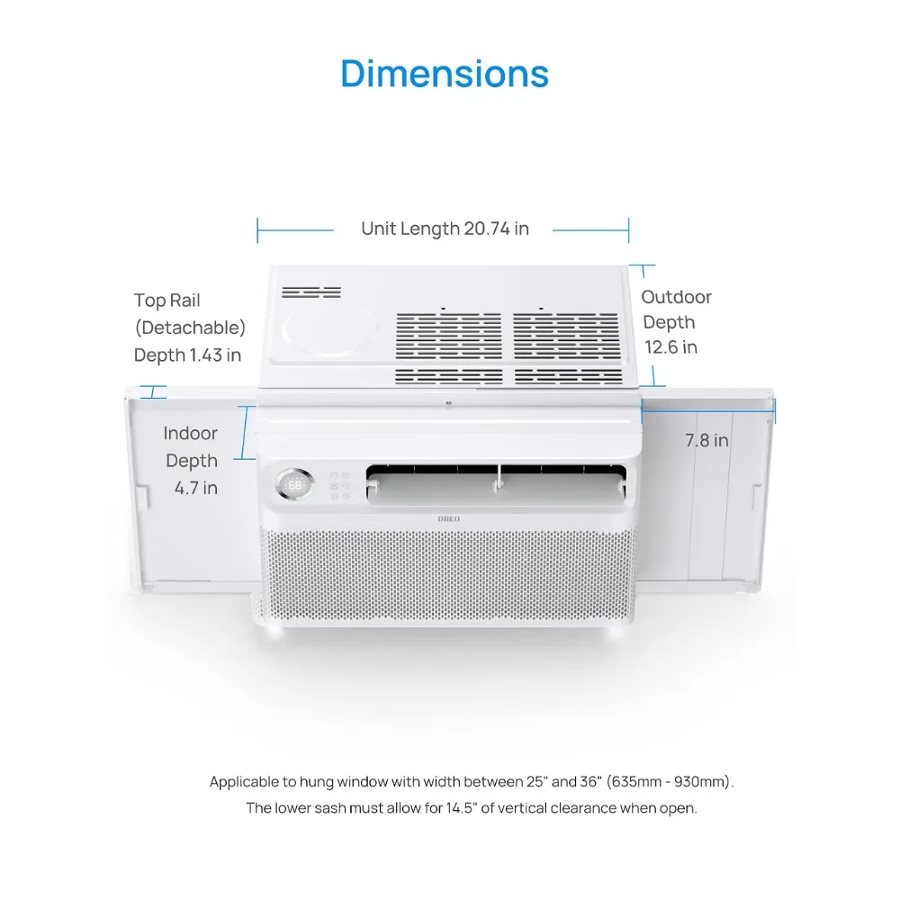 Dreo-Windowエアコン、超静音ユニット、8000 btu、最大350 sq ftのインバーター、42db、簡単なインストール