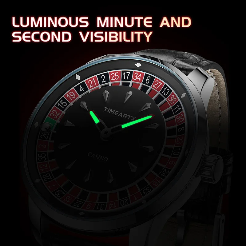 Timeartx ماركة 5031 ساعات كوارتز فاخرة جديدة رجل الروليت الأوروبي لعبة البوكر ساعة اليد حزام من الجلد