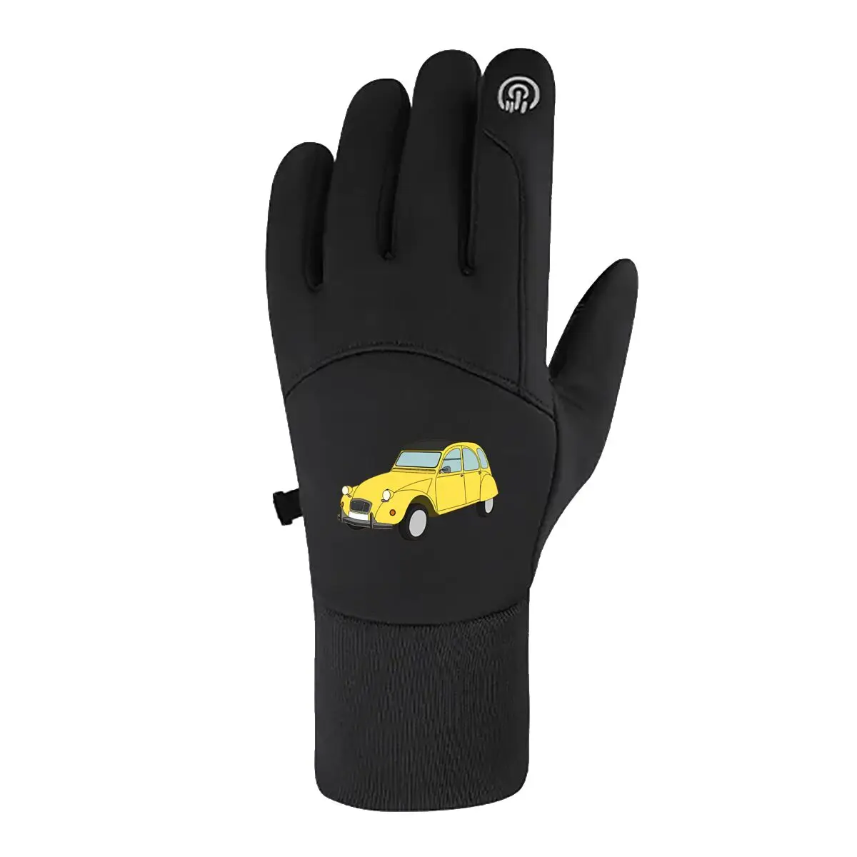 

Yellow Cartoon Car Graphic Cozy Thermal Gloves for Cycling Running Daily Wear