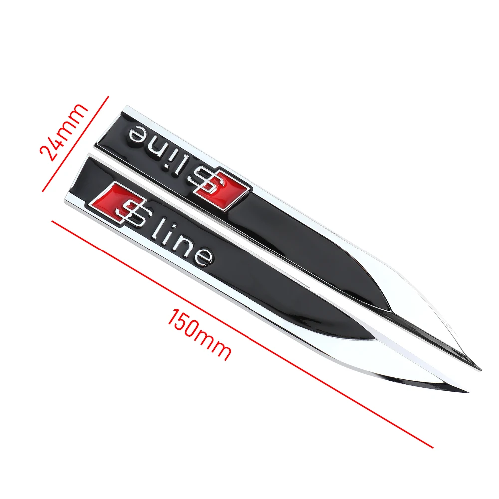 Car Styling Metal Alloy Badge Car Body Side Wing Fender Decoration Stickers For AUDI Sline Quattro RS A1 A2 A3 A4 A6 Q2 Q3 Q7 Q8