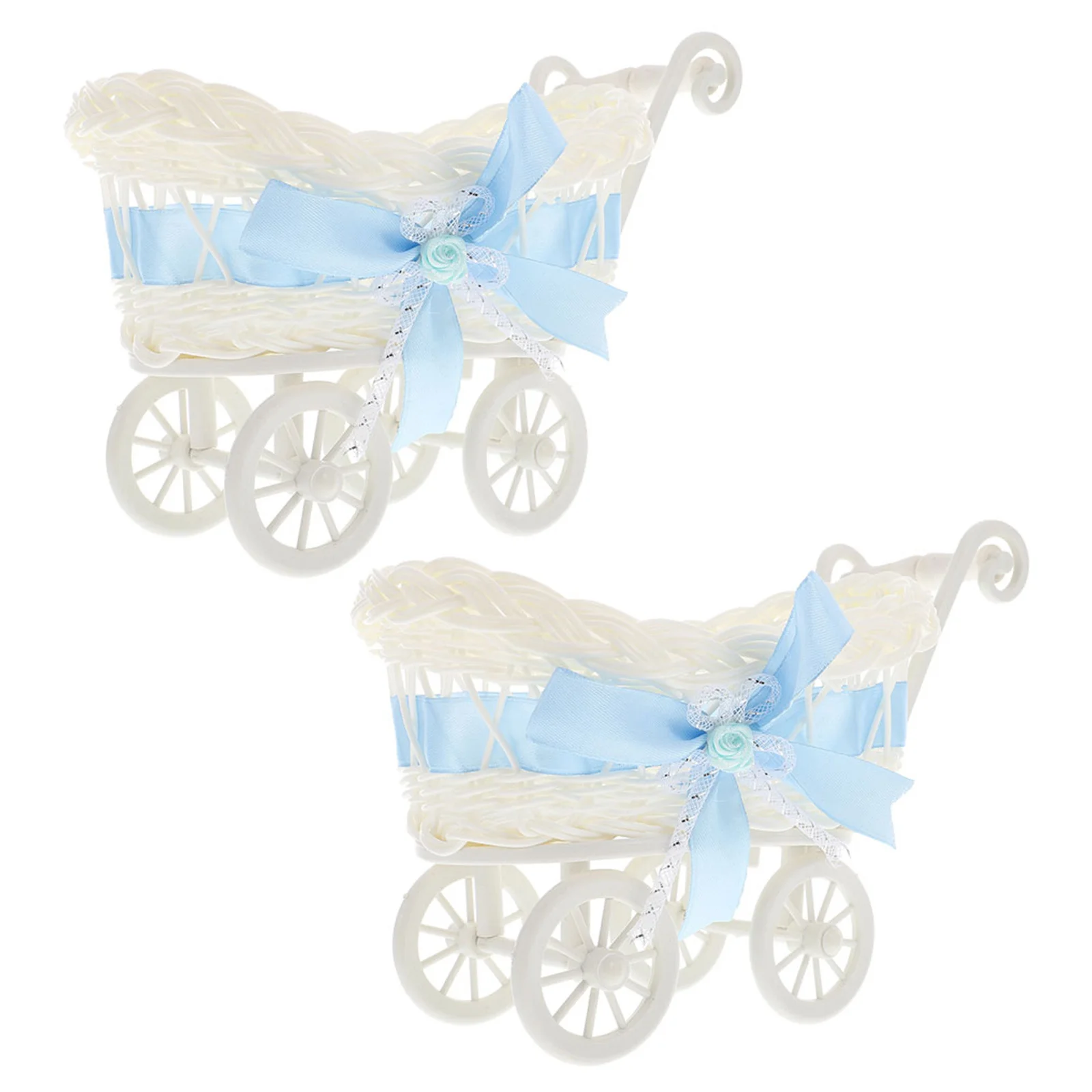 

2pcs Cart Shape Woven Storage Basket For Candy Snacks Foods Sundries Dried Fruit Chocolate Serving Holder Imitation Rattan