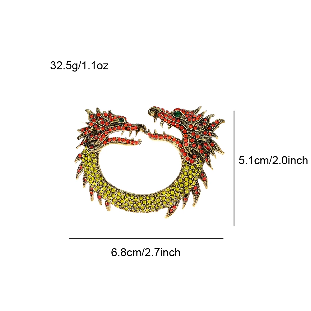 CINDY XIANG Rhinestone Dragon Brooch Unisex Fashion Legend Animal Pin Zodic Accessories Chinese New Year Gift