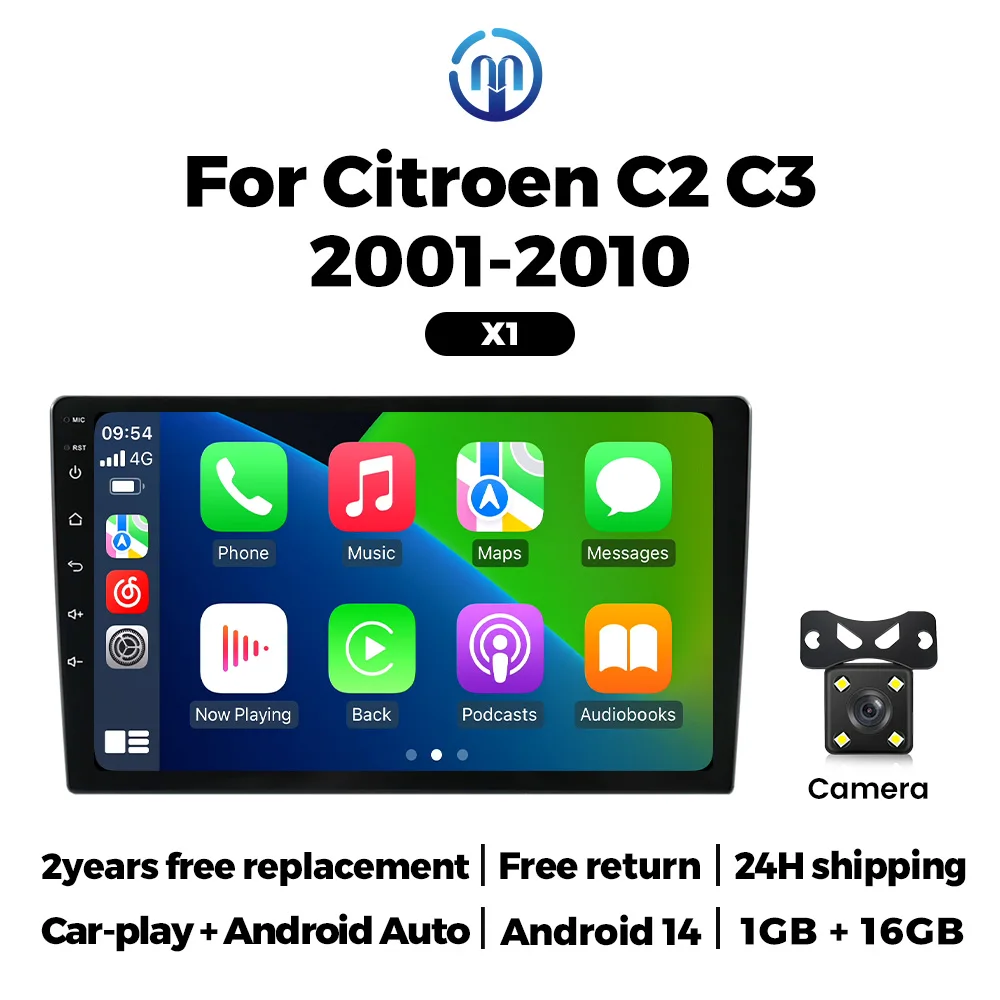 2025 Nieuwe Autoradio Carplay Android Auto Voor Citroen C2 C3 2001 2002 2003-2010 Auto Multimedia Speler met Frame GPS RDS Stereo