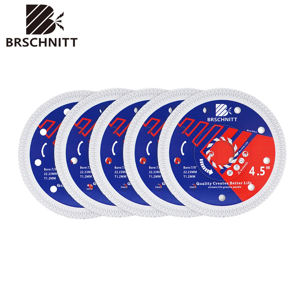 BRSCHNITT 4.5''/115mm Saw Blade Hot Pressed Diamond X Mesh Turbo Cutting Disc For Ceramic Porcelain Tile Marble Granite