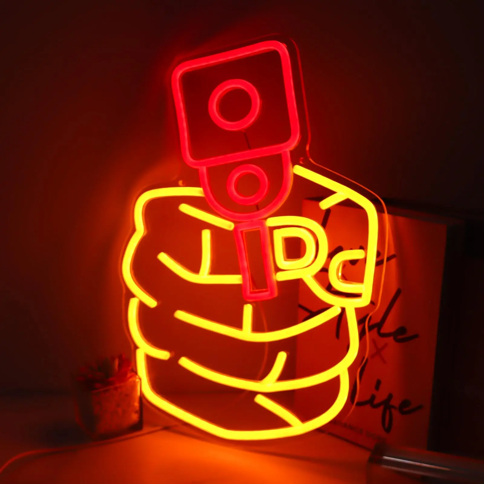 Pistola pistola sinal de néon com regulável legal amarelo vermelho led iluminar para pendurar decoração da parede homem caverna quarto bar escritório meninos presente