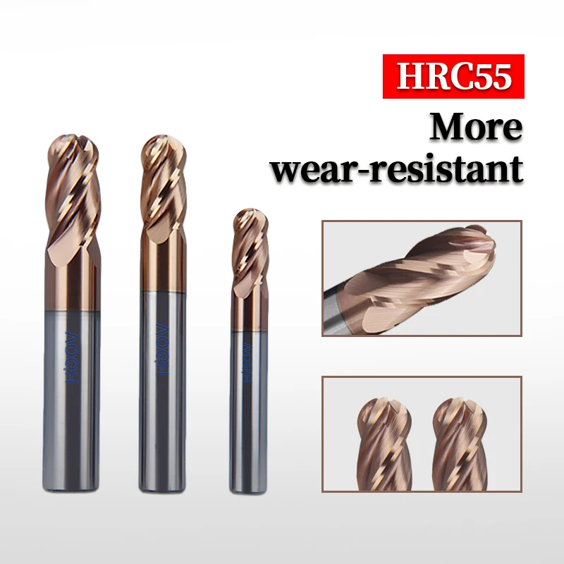 4 Flutes Ball Nose End Mill R1.5 R2 R3 R4 R6 R8 4F Bull Nose Endmill Round Head fresa Carbide Milling Cutter