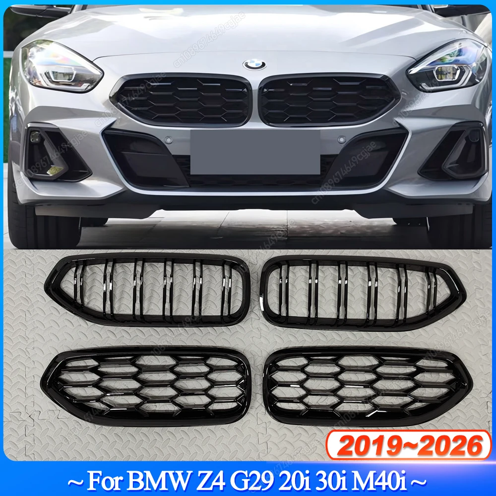 

2Pcs For BMW Z4 G29 20i 30i M40i 2019-2026 Car Front Bumper Racing Radiator Mesh Grill ABS Gloss Black Bodykits Tuning
