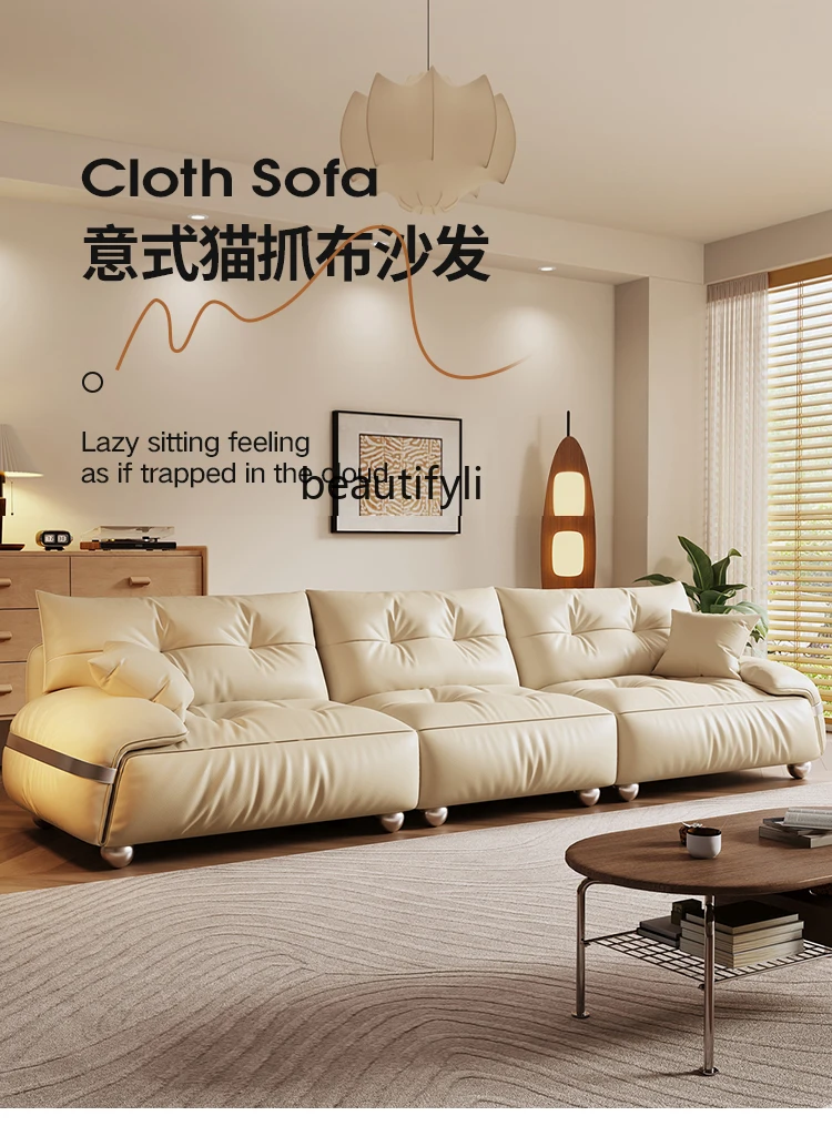 Medieval style cat scratching fabric sofa wabi sandy wind designer living room straight row sofa