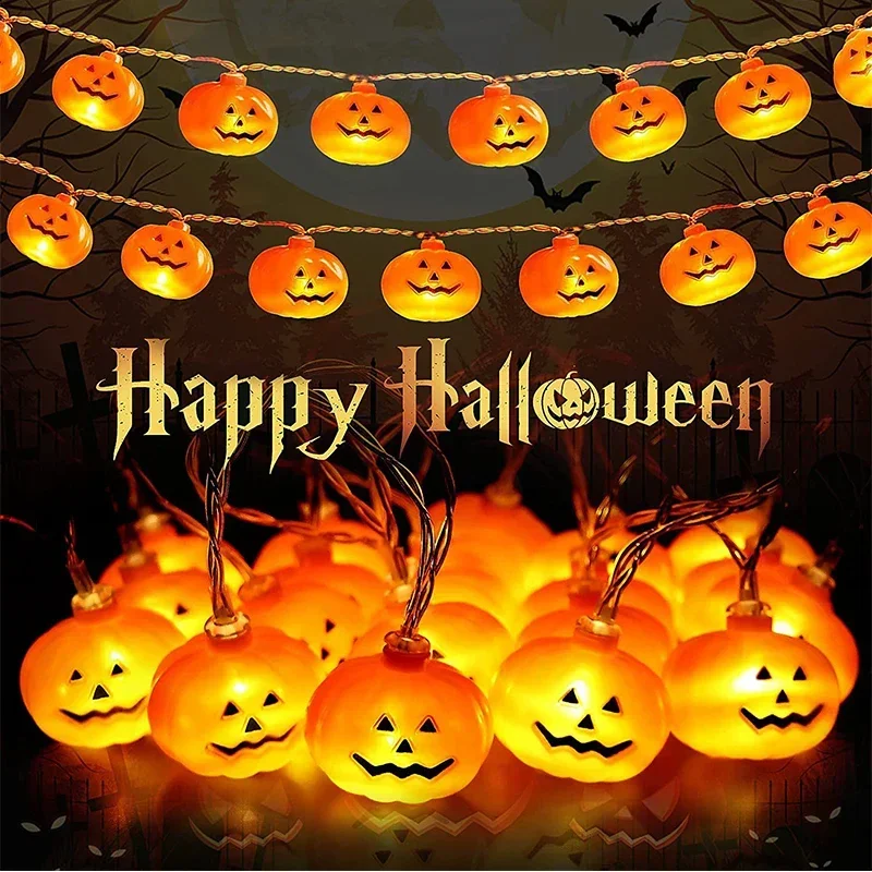 

String Lights Halloween Pumpkin Ghost Skeletons Outdoor Waterproof Light Party Holiday Room Decorations Props