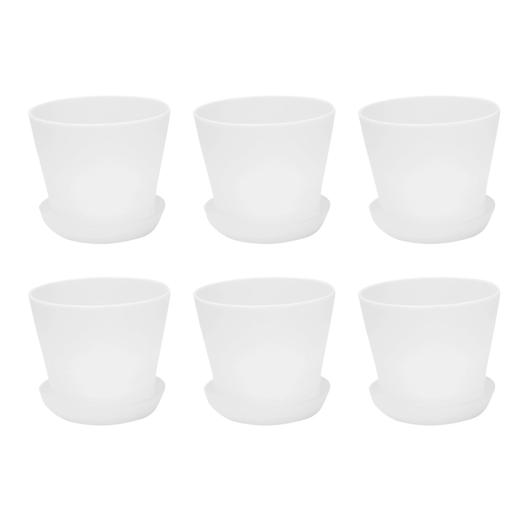 AB46-6X Plastic Plant Flower Pot Planter With Saucer Tray Round Gloss Home Garden Decor, White Upper Caliber, 10Cm/3.94 Inch