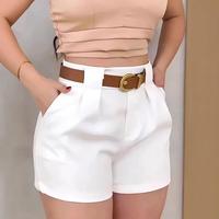 Women Summer Shorts High-Waist Button Zipper Fly Wide Leg Shorts with Pockets Relaxed Comfortable Fit Shorts