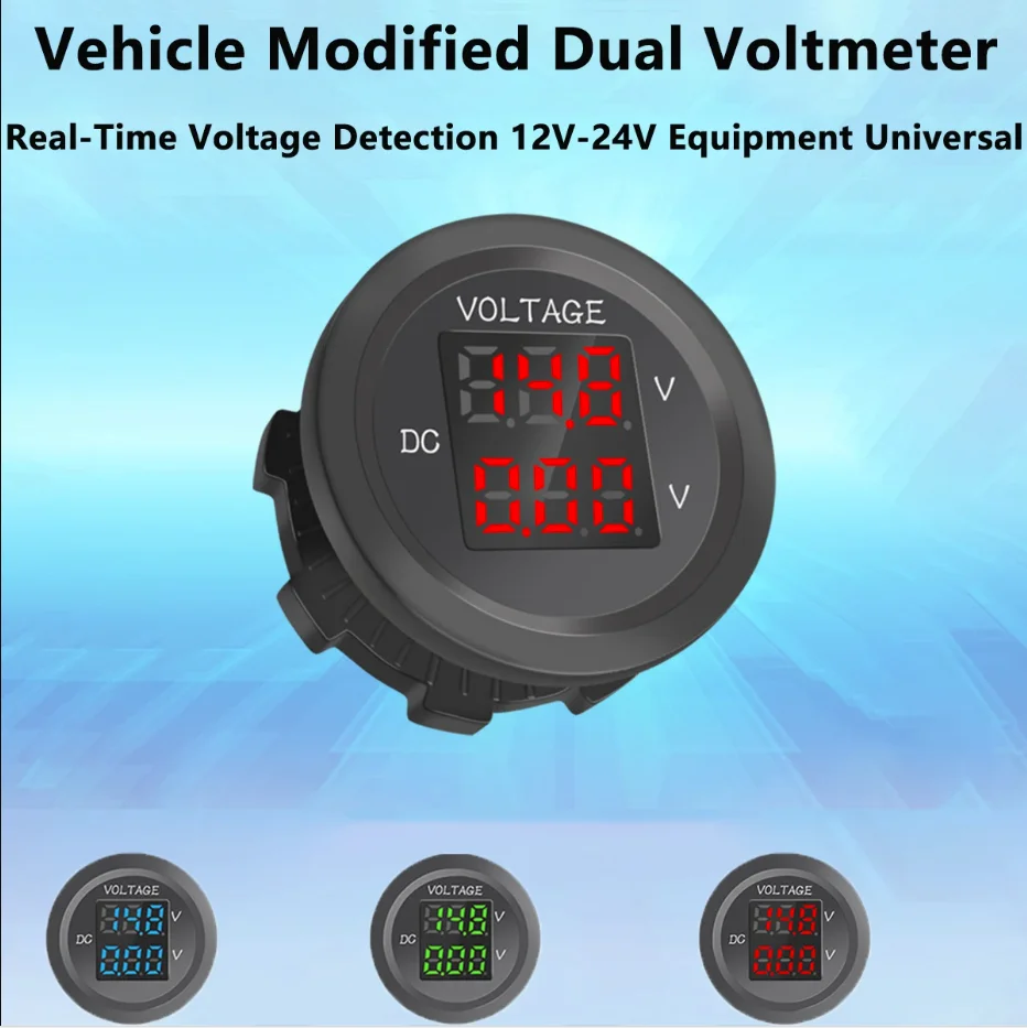 

DC 12-24V Car Motorcycle Dual Voltmeter Mini Waterproof LED Panel Digital Voltmeter Tester Monitor Display Volt Meter Gauge