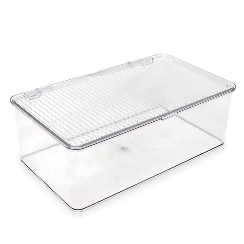 Medium Stackable Organizer Bin Clear Storage Box, Home, Office, School, Fridge, Bathroom, Kitchen, Pantry Container,