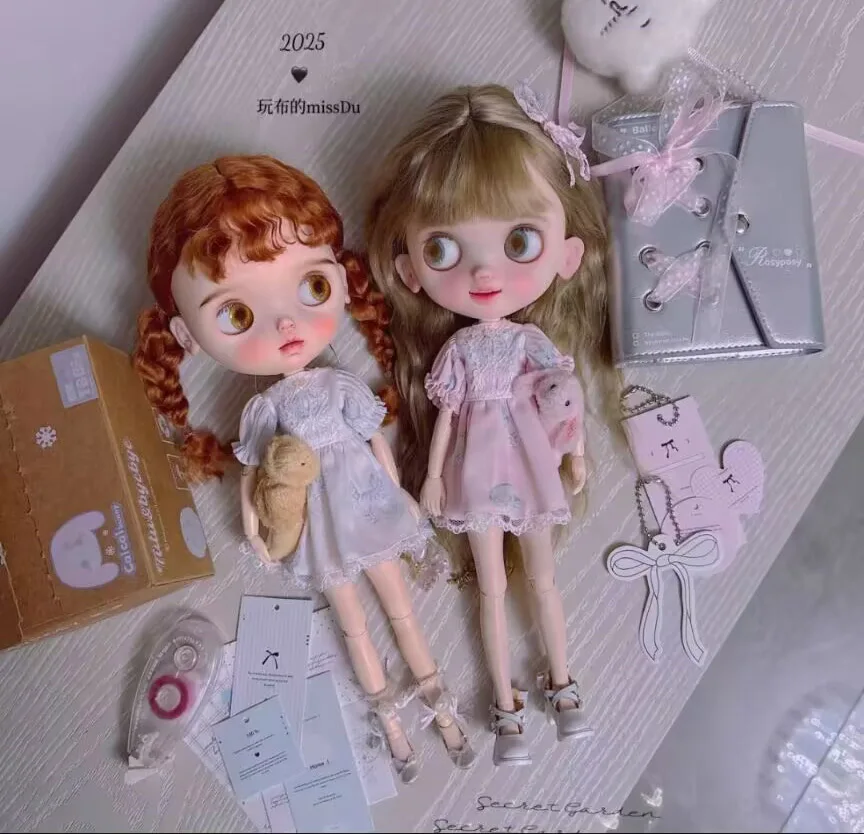 

2025 kawaii cat pattern 1pcs Blythe/landoudou one-piece dress (Fit for Lulu,ymy24,Ob22,24,26,zone, Jenny)