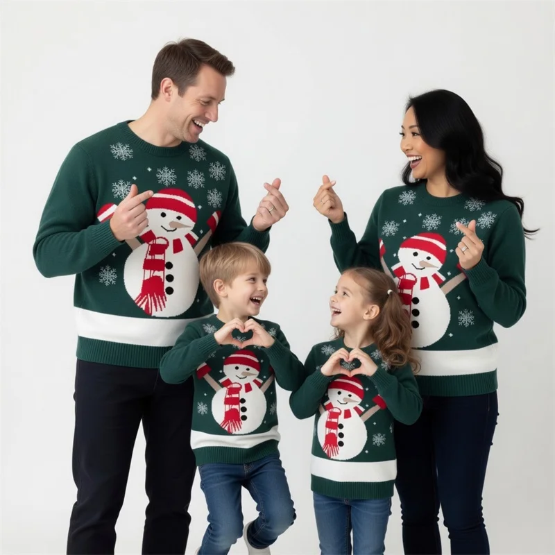 Festival Fashion Clothes Family Christmas Matching Outfits Children Adults Warm Comfortable Long Sleeve Sweater Thermal Pullover