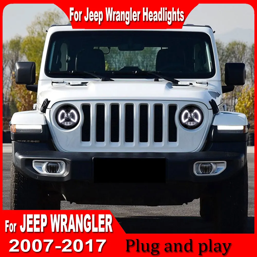 

Car LED headlights Assembly for Jeep Wrangler Headlight 2007-2017 DRL Turn Signal Low High Beam Projector Lens Accessories