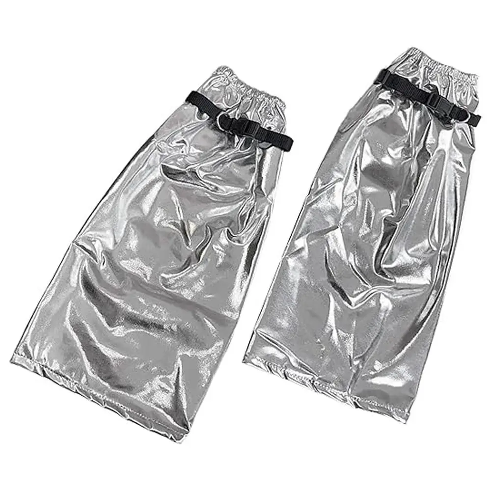 

Creative Gift Harajuku Leg Warmer PU Flared Metallic Silver Leg Garters Silver Color Durable Long Socks