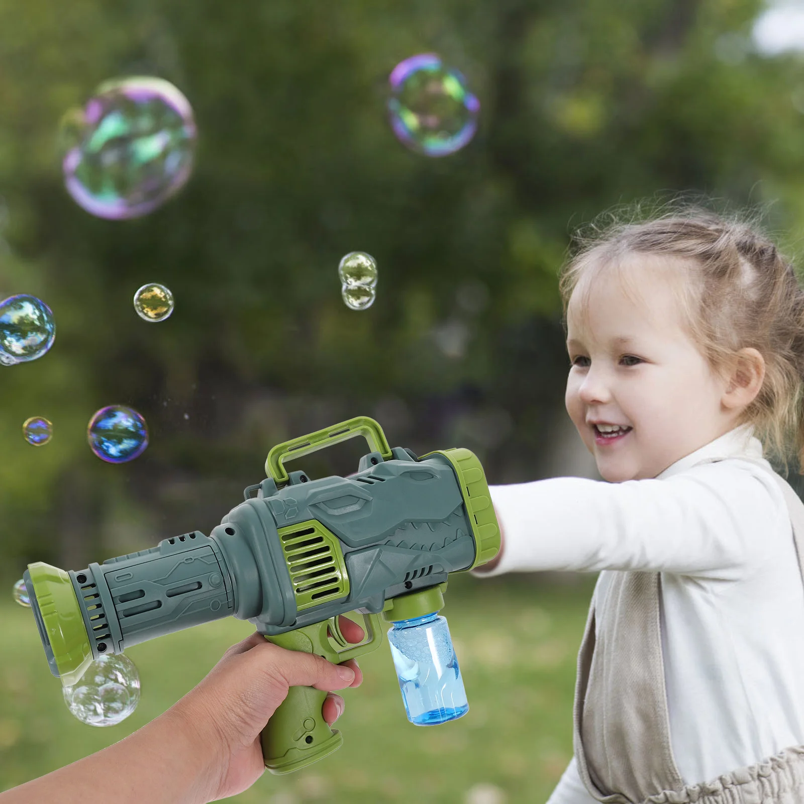 

15 hole Dinosaur Bubble Machine Kids Electric Toy Cartoon Bubble Maker Outdoor Fun Summer Party Wedding Camping Trip Audio