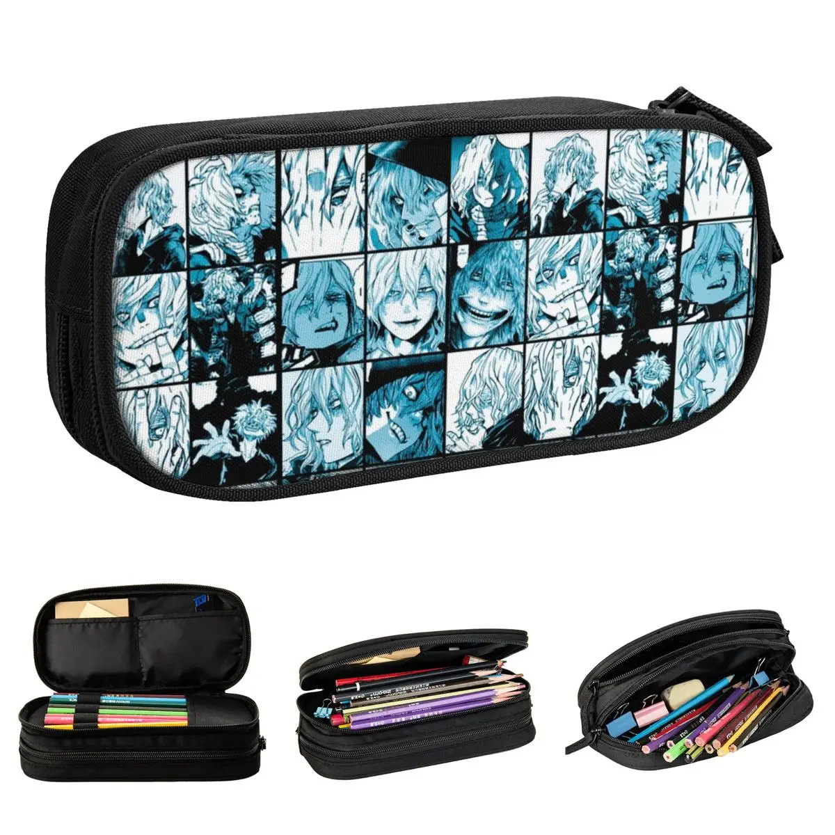 Estuche de lápices de Anime MHA Shigaraki Collage, Portalápices para estudiantes, bolsa de almacenamiento grande, regalos de oficina, papelería