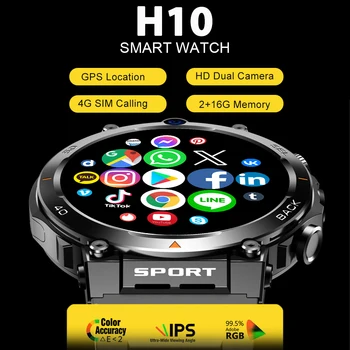 XUESEVEN H10 4G LTE 스마트워치, 듀얼 카메라 SIM 카드, GPS 와이파이 다운로드 앱, 화상 통화, NFC 얼굴 인식, 방수 스마트 워치