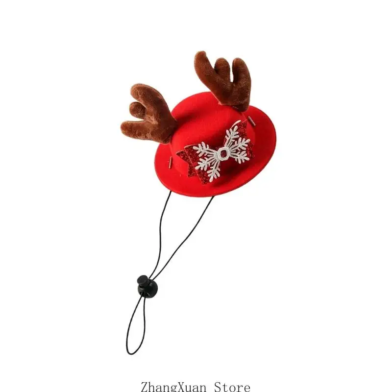 Weihnachtskostüm-Mütze, Pet Antler Cosplay-Zubehör, Katzen- und Hunde-Fotobekleidung 3XUF – Detail 10