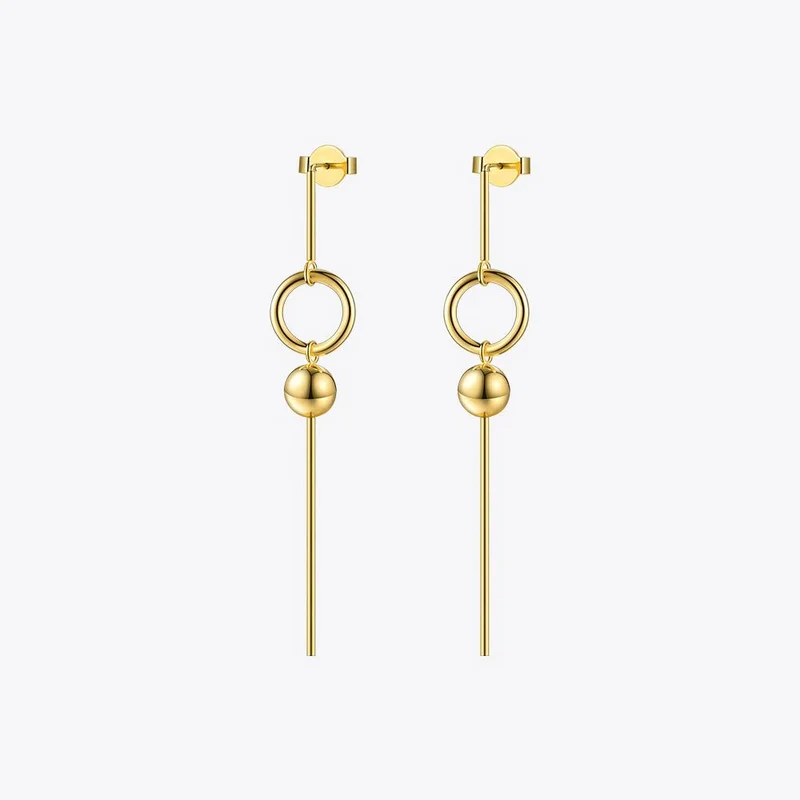 Enfashion Geometric Long Circle Dot Dangle Earrings Gold color Resin Earings Drop Earrings For Women Earring Jewelry brinco