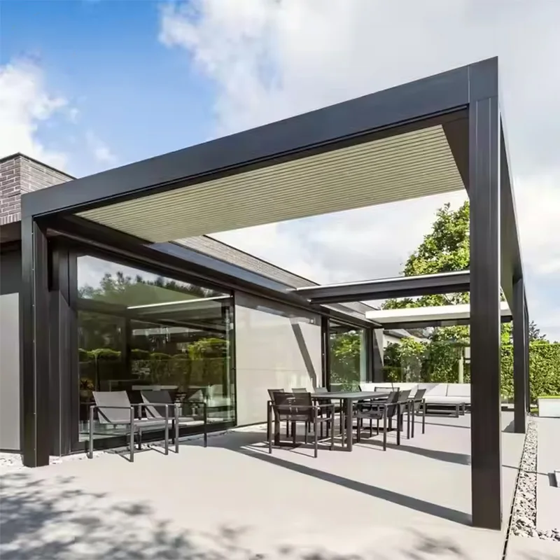 

Folding Waterproof Bioclimatic Roof Gazebo Pergolas for Backyard Terrace Sunroom Tents Awnings Marquees