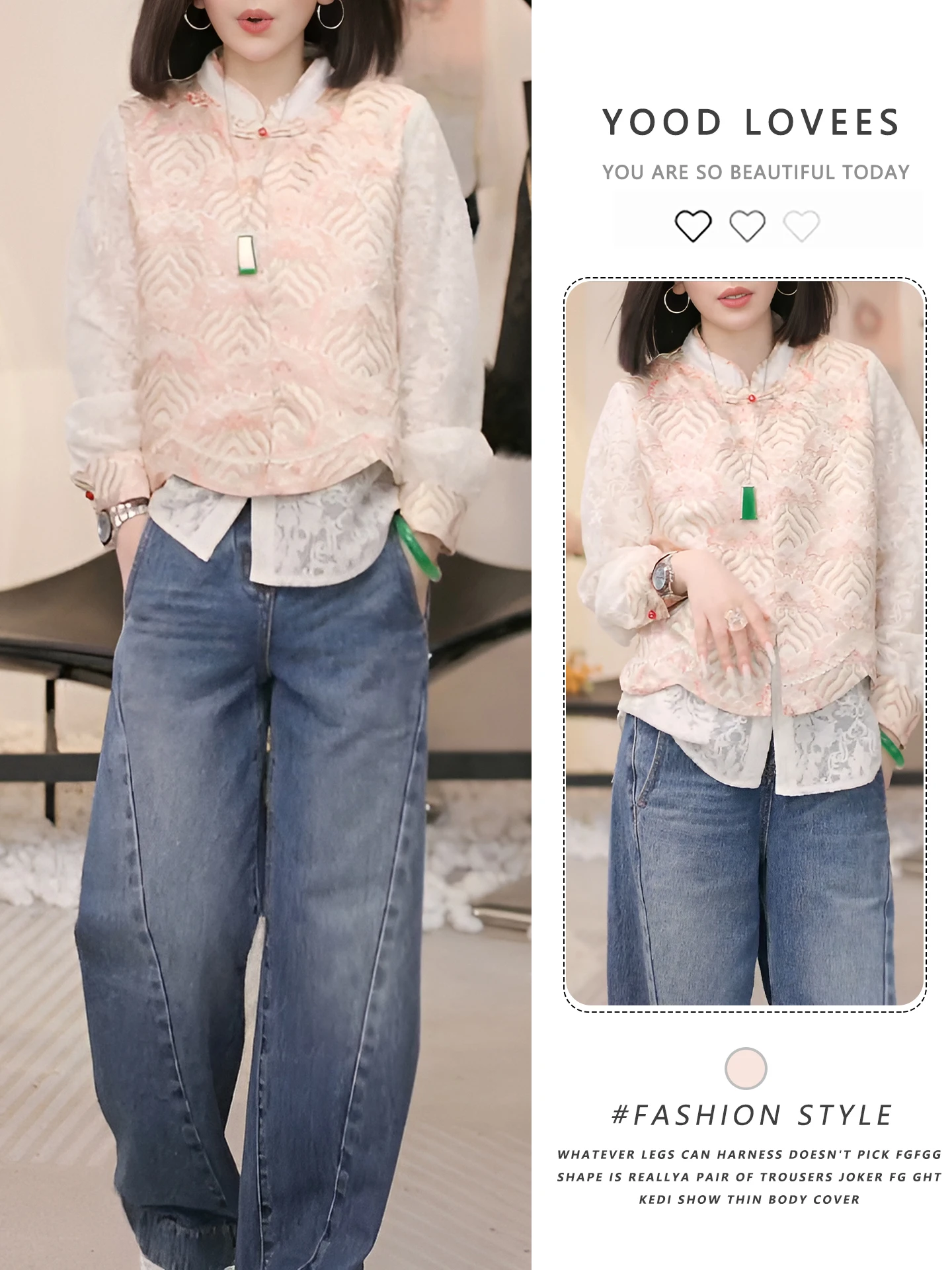 

Retro Chinese Style Reformed Hanfu Button Embroidered Lace Stand Collar New Year Atmosphere Sensation Tang Suit Women's Shirt