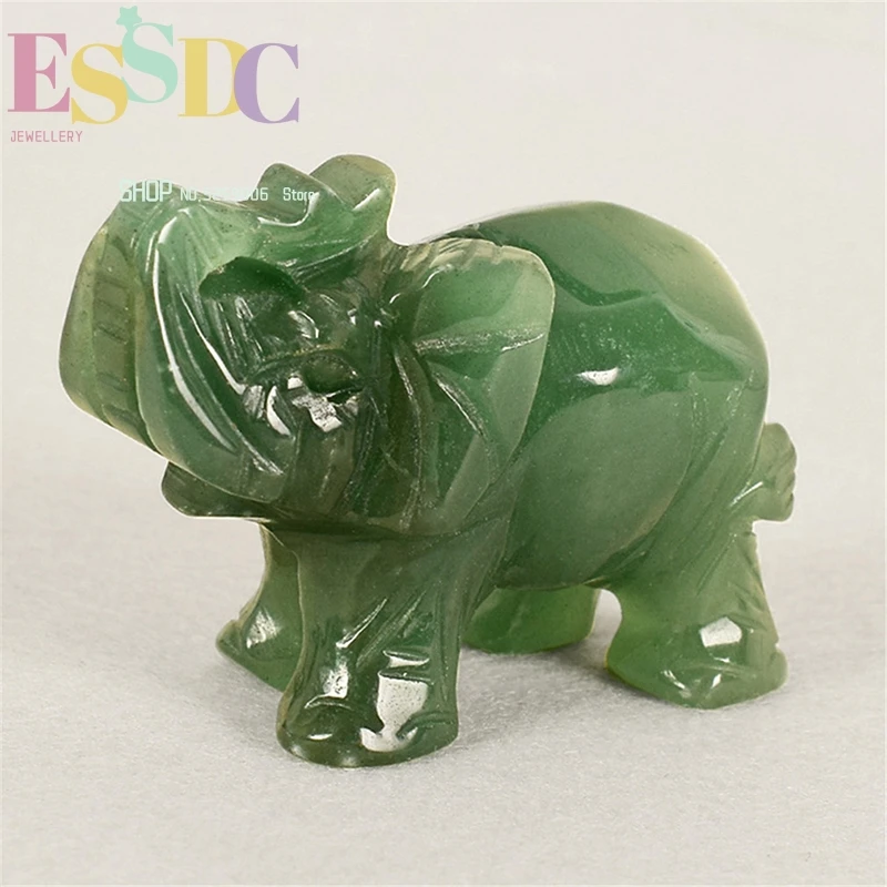 Green Dongling Semi-precious Stone Crystal Elephant Jade Carving Small Animal Crafts Feng Shui Souvenir Ornaments