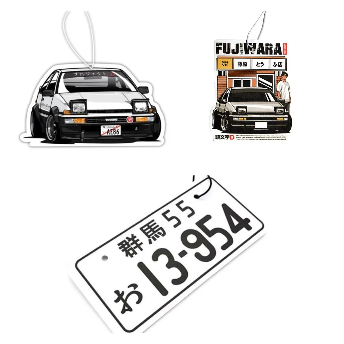 Initial D Car Perfumes Solid Hard Paper Car Smell Air Freshener Rear View Mirror Hanging Accessories for Japanese Fujiwara Tofu