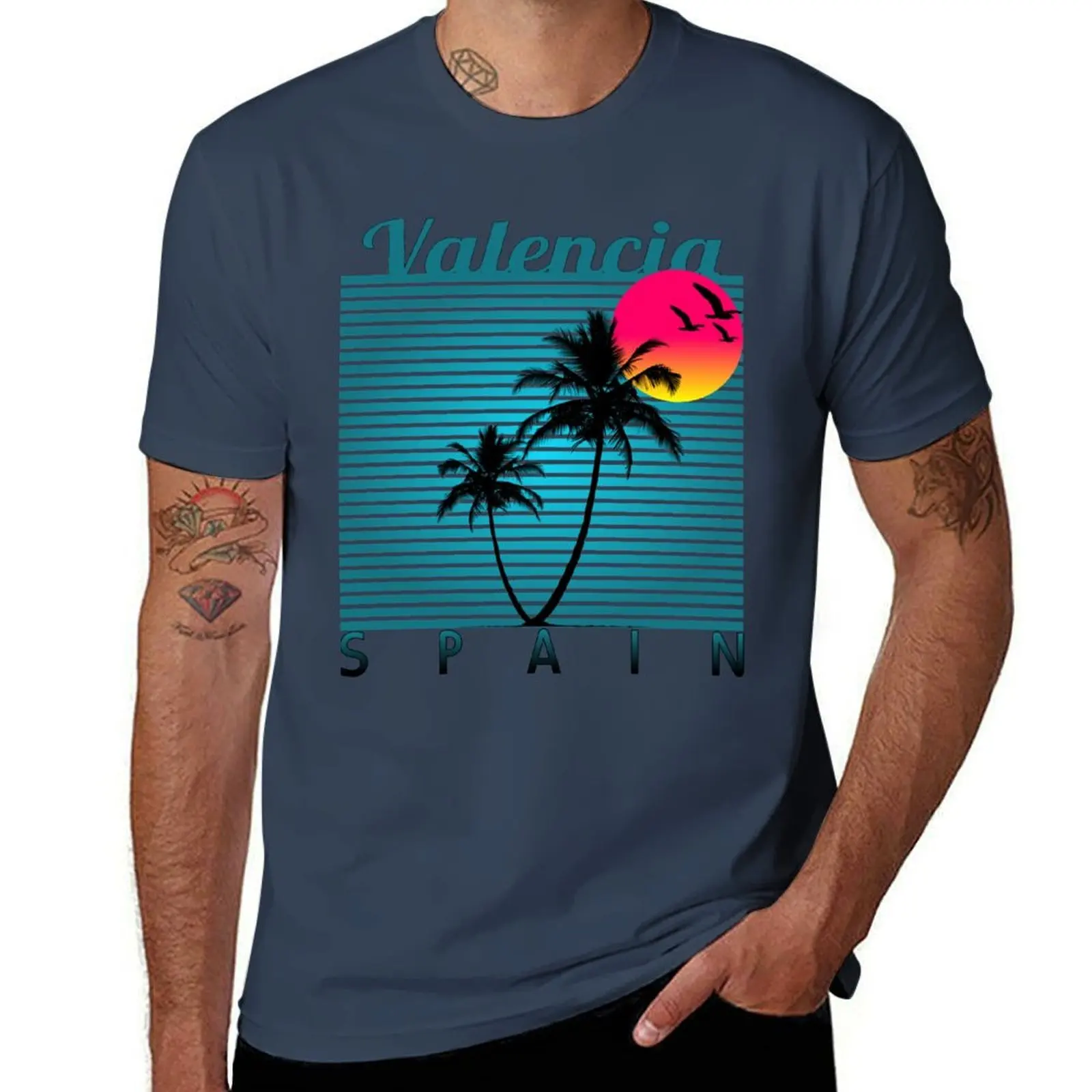 Camiseta de recuerdo de playa, camiseta de verano de Valencia, vacaciones en España, camiseta informal de estilo callejero