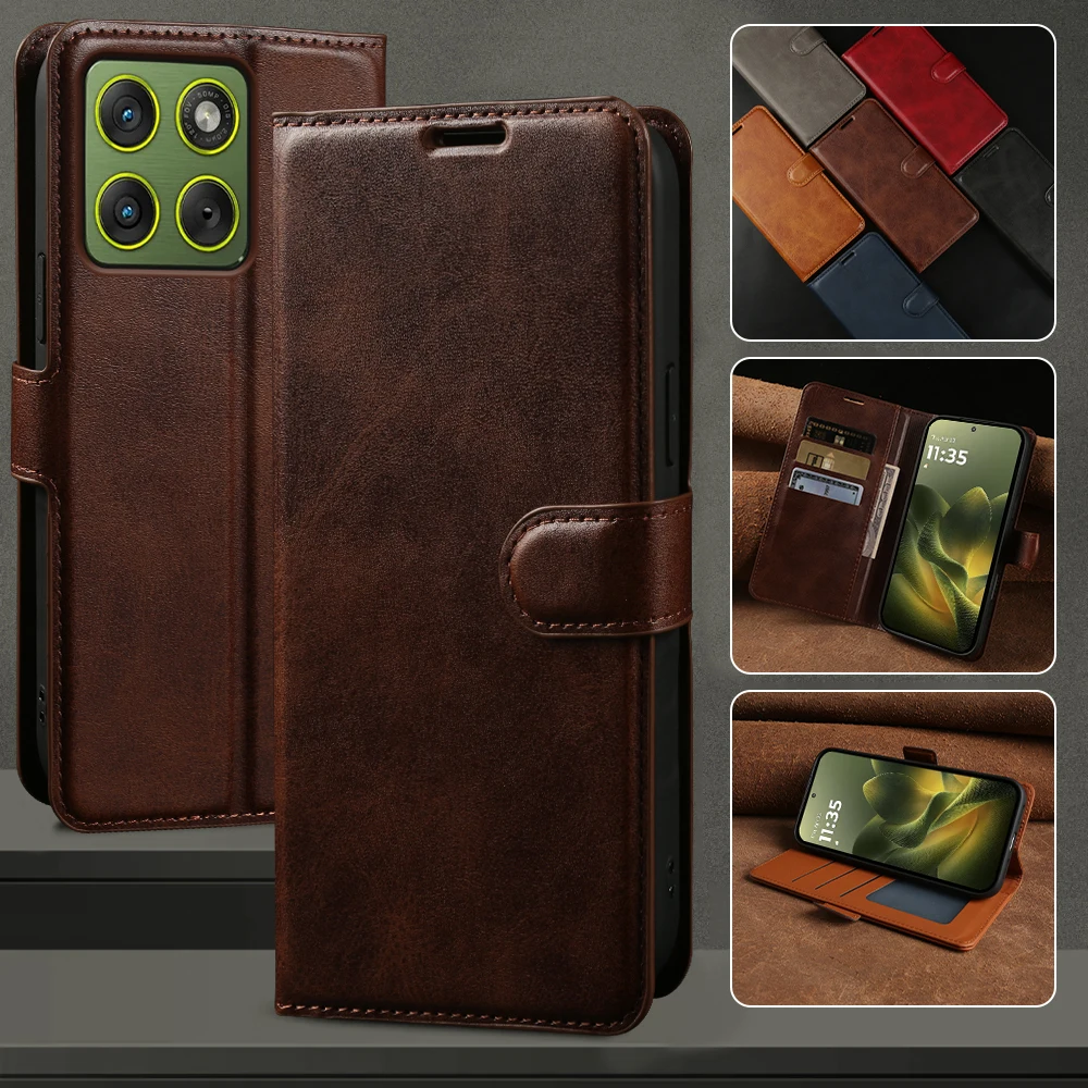 

Leather Wallet Flip Case For Motorola G67 G57 G56 G86 G06 Power G66Y G66J G100 Edge 70 Pro G 5G G Play 5G 2026 Phone Cover Funda