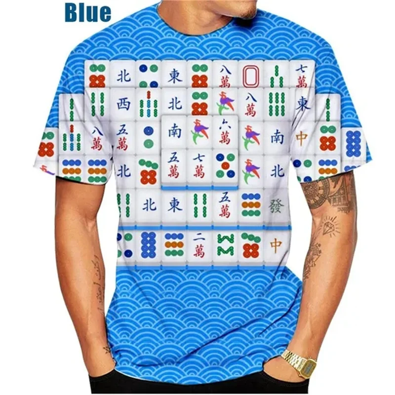 

Summer Hot Sale 3D Mahjong Men'swomen's Fashion Slim T Shirt 3D Printing Short-sleeved Casual Round Neck Top Tees Men's Clothing