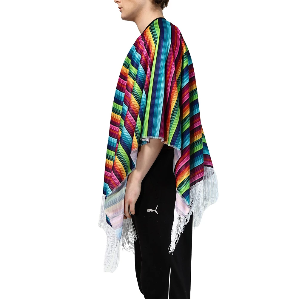 

Mexican Cloak Fringe Tassels Halloween Cosplay Costume Mens Oversized Clothes Party Role Play Clothing