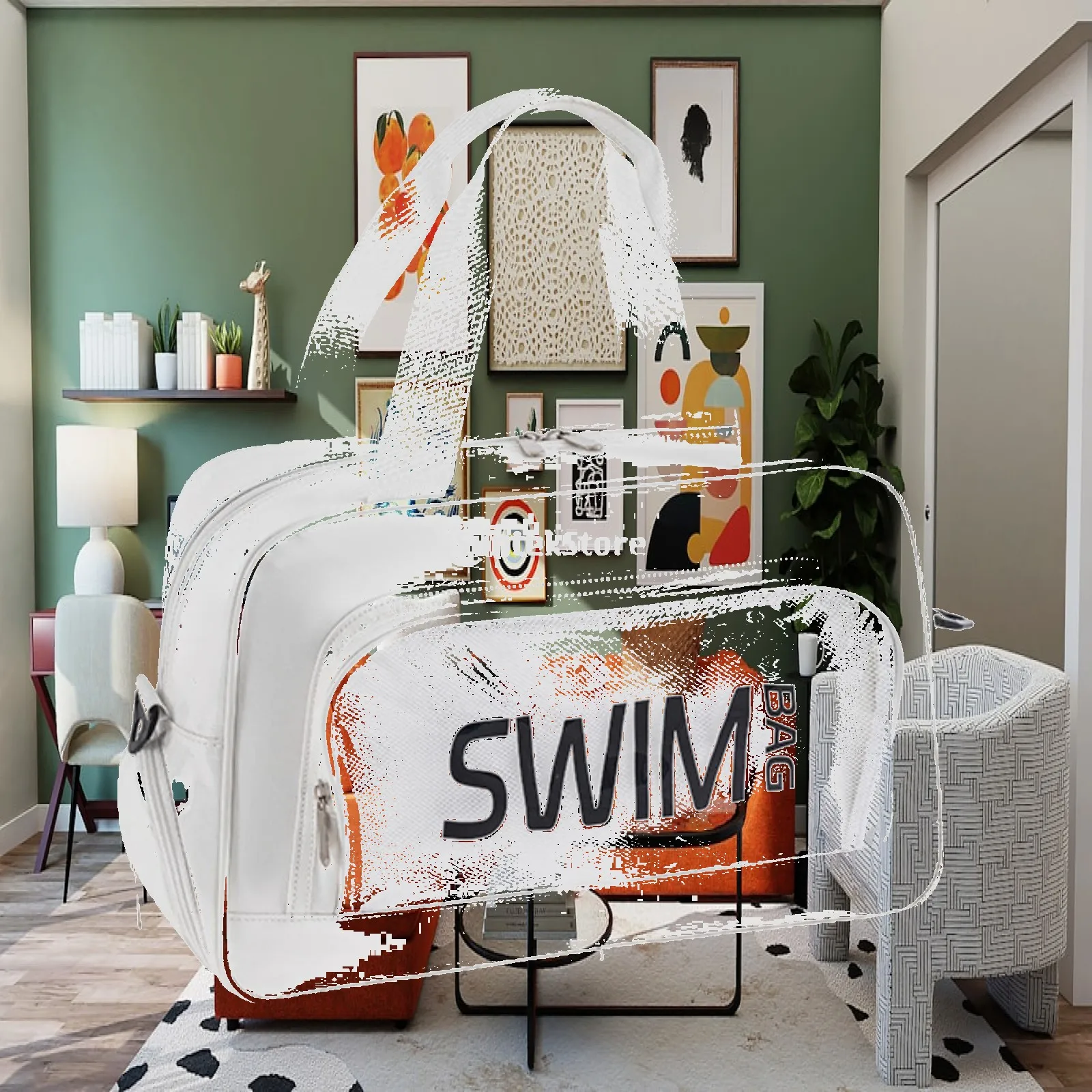 Beach Bag Mirror Leather Waterproof Surface Lightweight Travel Tote with Shoe Pocket Organized Swim Sport for Weekend Use