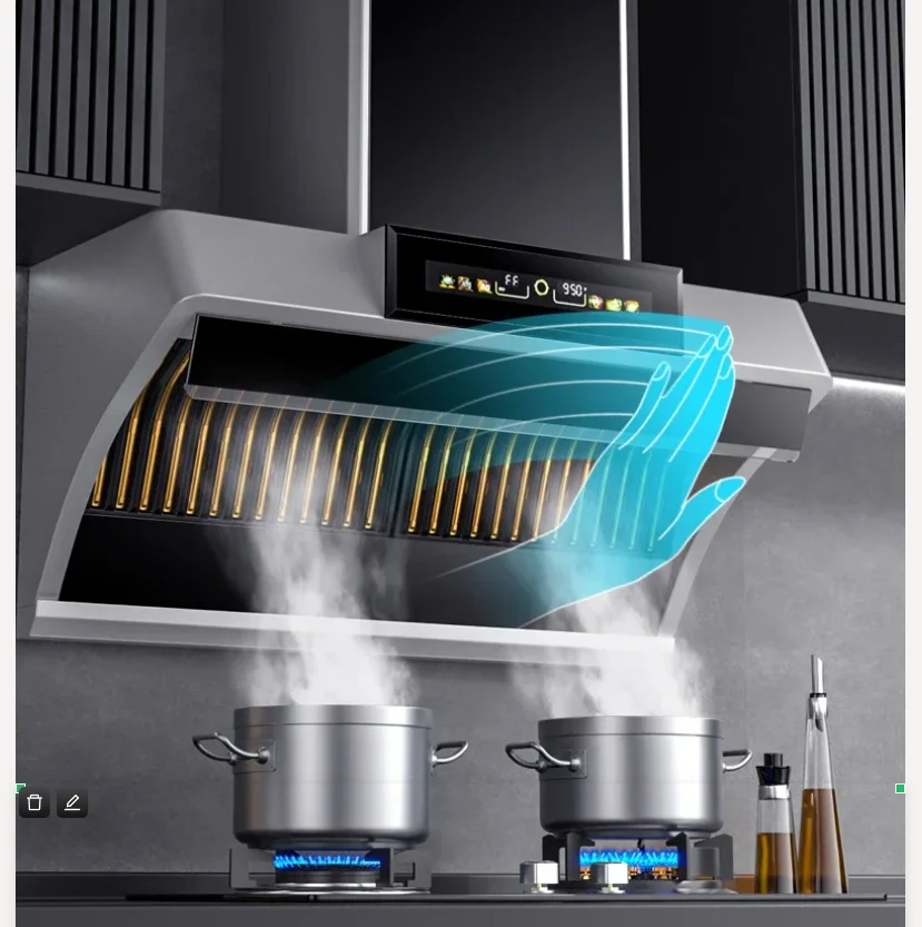 

220V New Range Hood Kitchen Ventilation Strong Suction Side Mounted Oil Separation Variable Frequency BDC