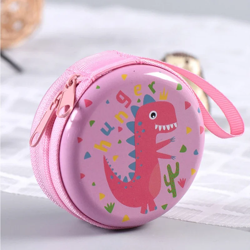 Cute Cartoon Dinosaur Coin Round Purse Key Plus Mini Bag Children Boy Girl Earphone Box Bags Small Wallet Kids Favorite Gift