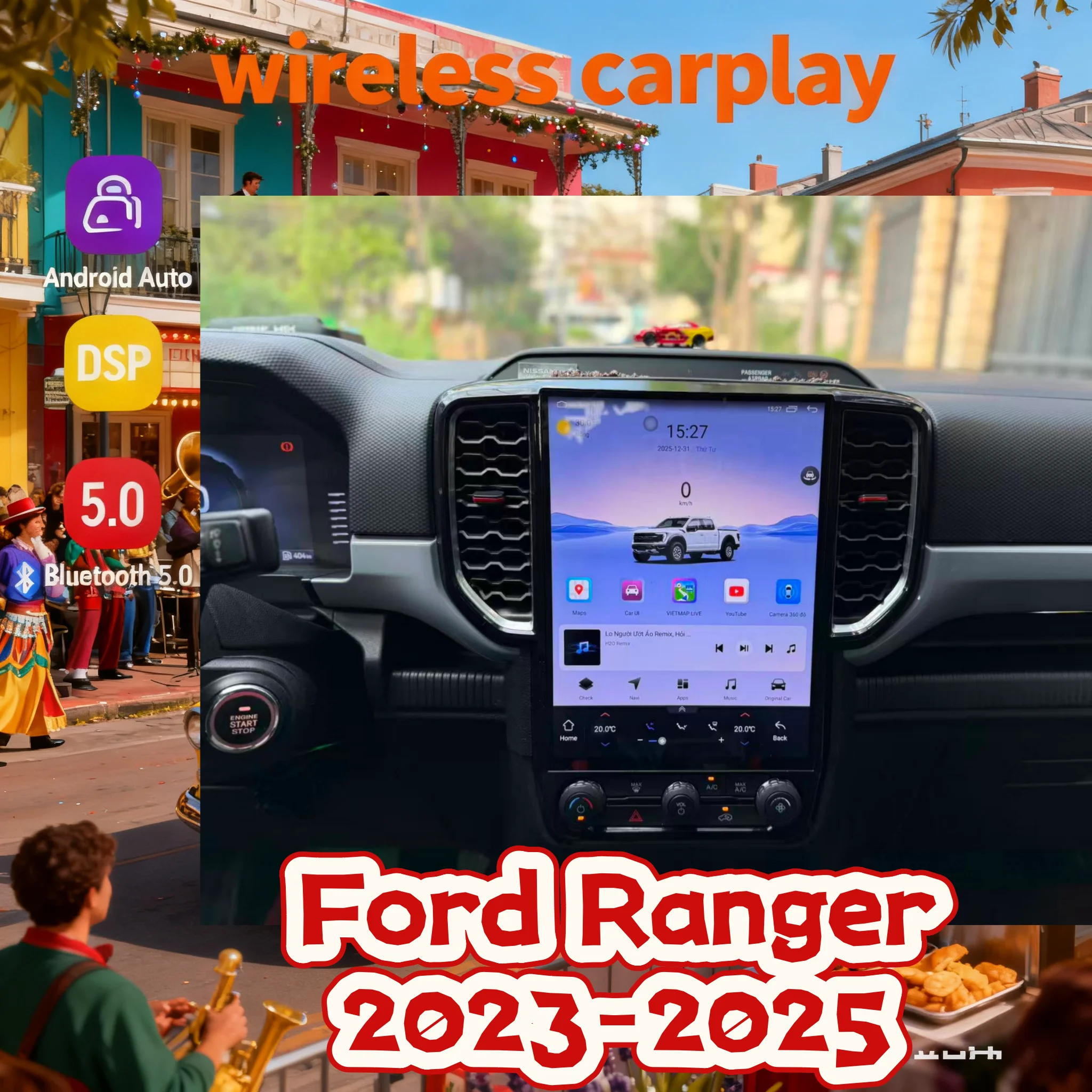 

FY 12,1 "Android 13.0 для Ford Ranger Everest 2023 2024 2025 CarPlay Автомобильный радиоприемник Мультимедийный плеер GPS Navi Сенсорный экран Головное устройство